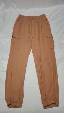 Love Tree Linen Blend Cargo Jogger Pants in Camel